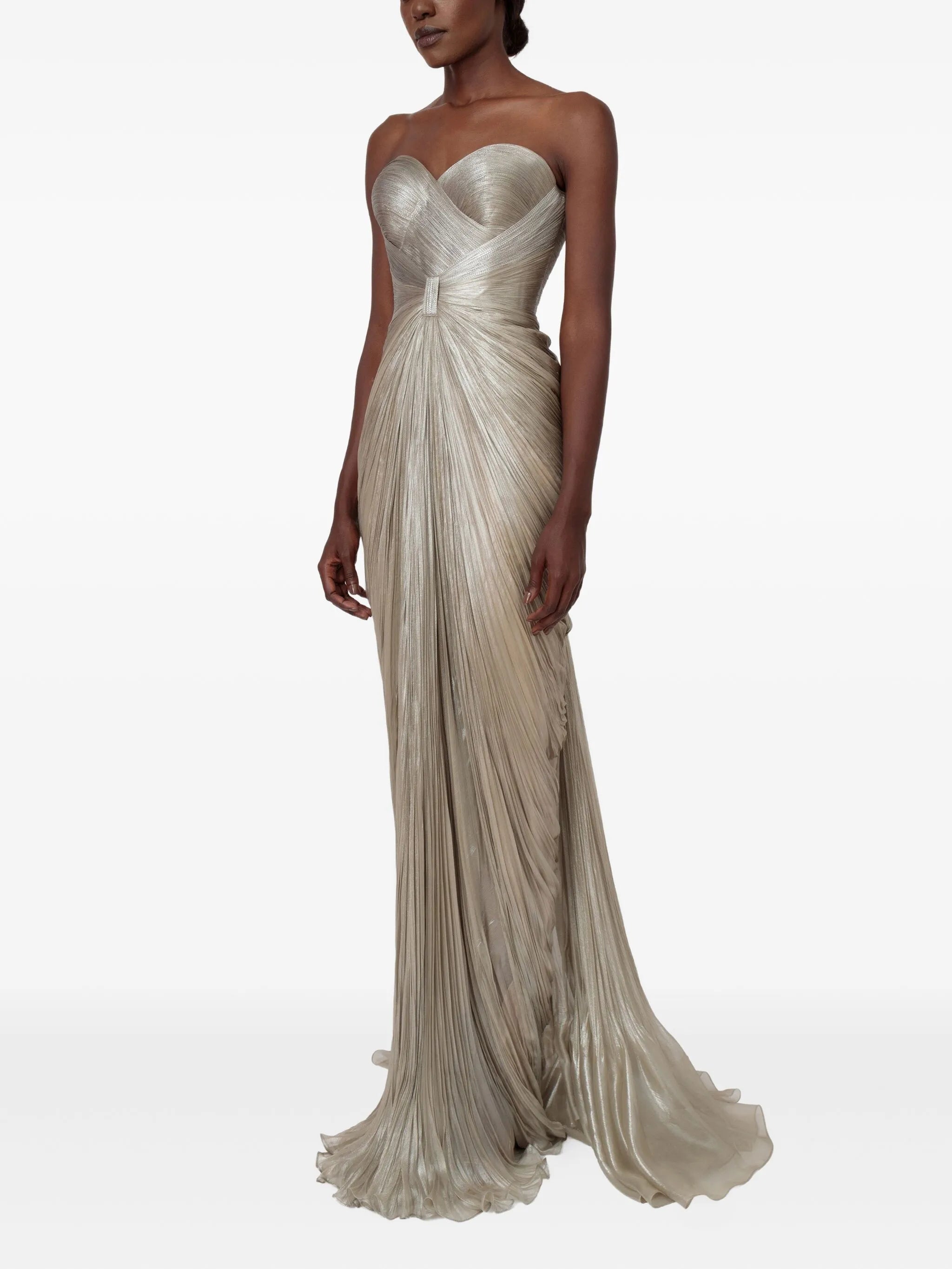 Iolanda strapless-pleated maxi dress