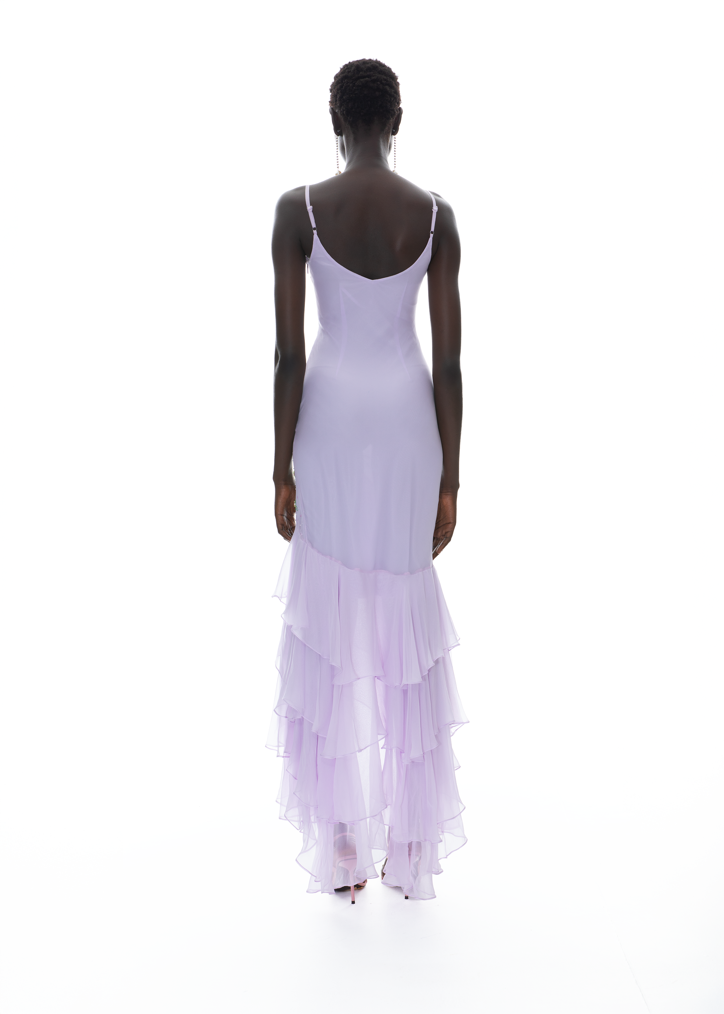 The Enchanted Moonelle Gown | Lavender Silk Hand-Beaded Evening Dress