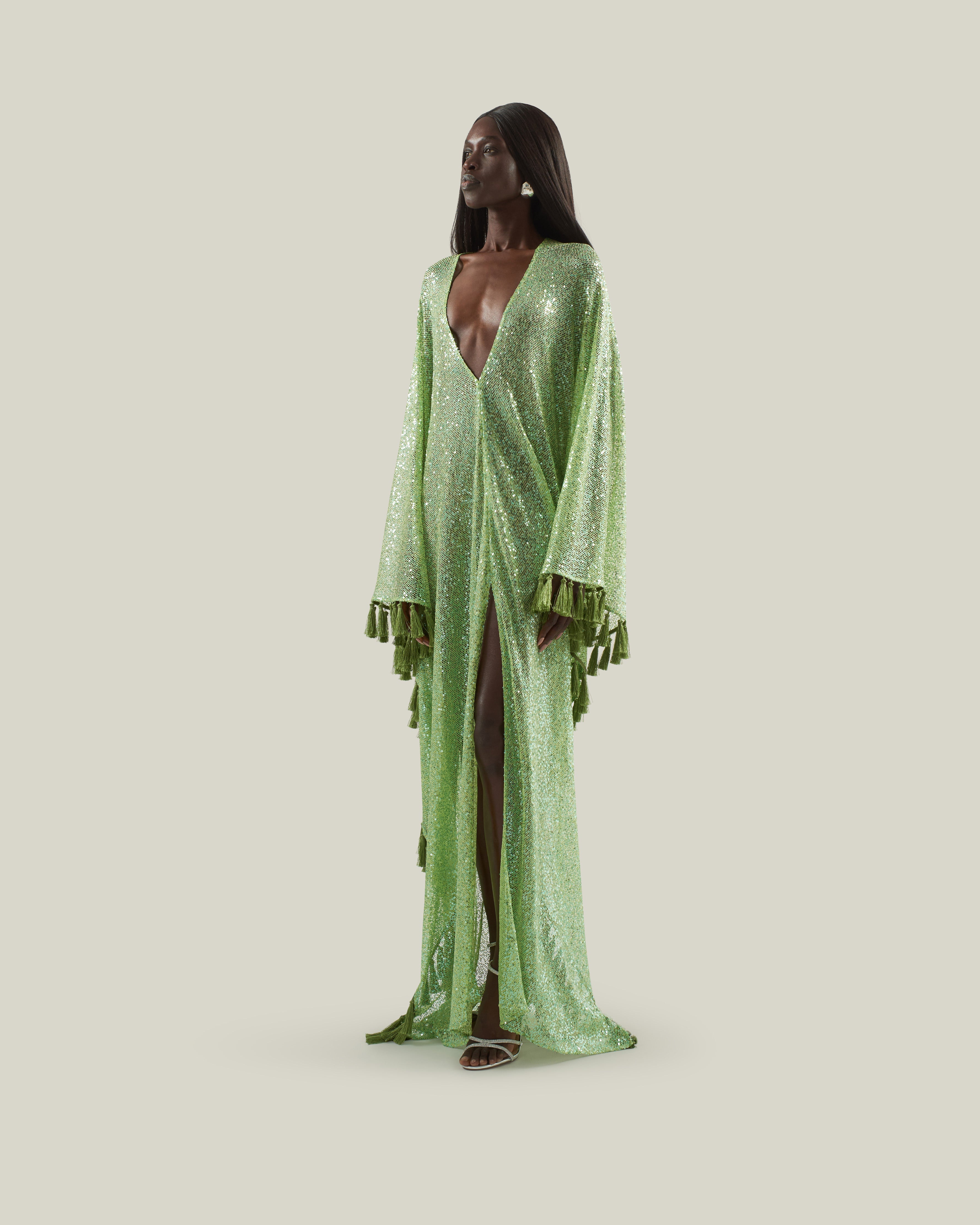 Absolutely OOO Kaftan in Acid Green