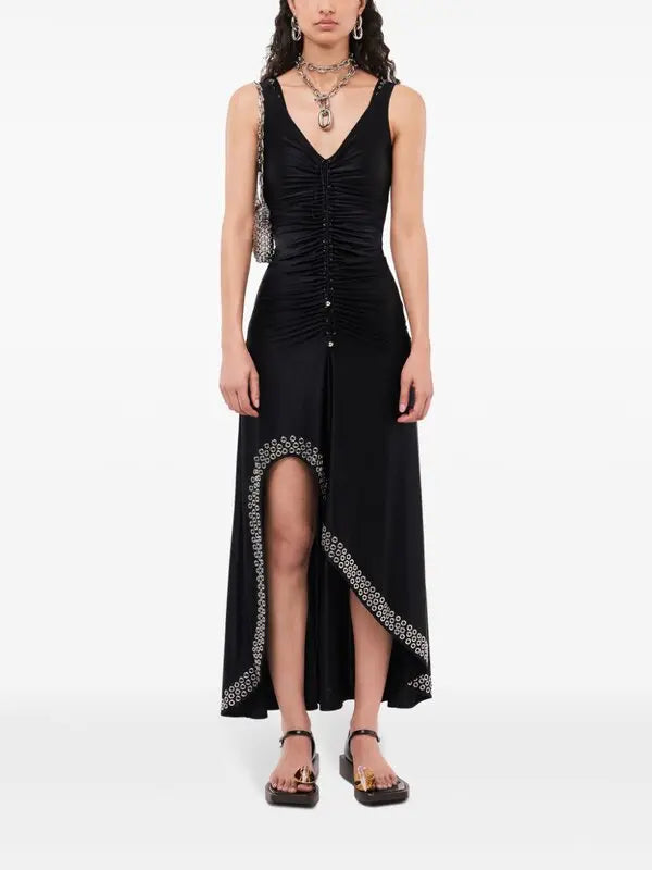 Eyelet-detail Ruched Maxi Dress