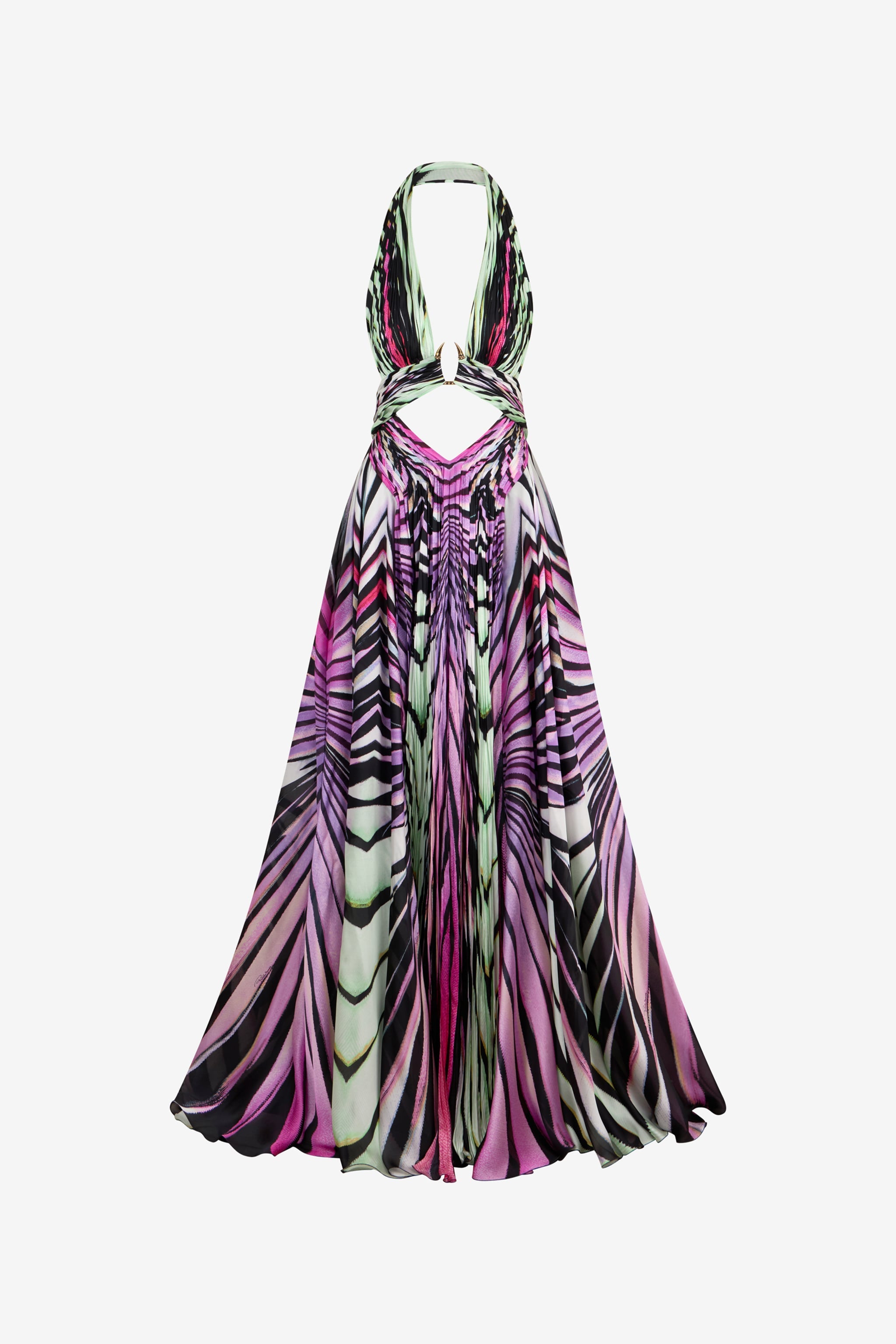 Maxikleid aus Seide mit Ray of Paradise-Print