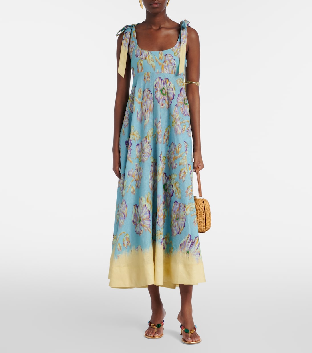 Jerry floral linen midi dress