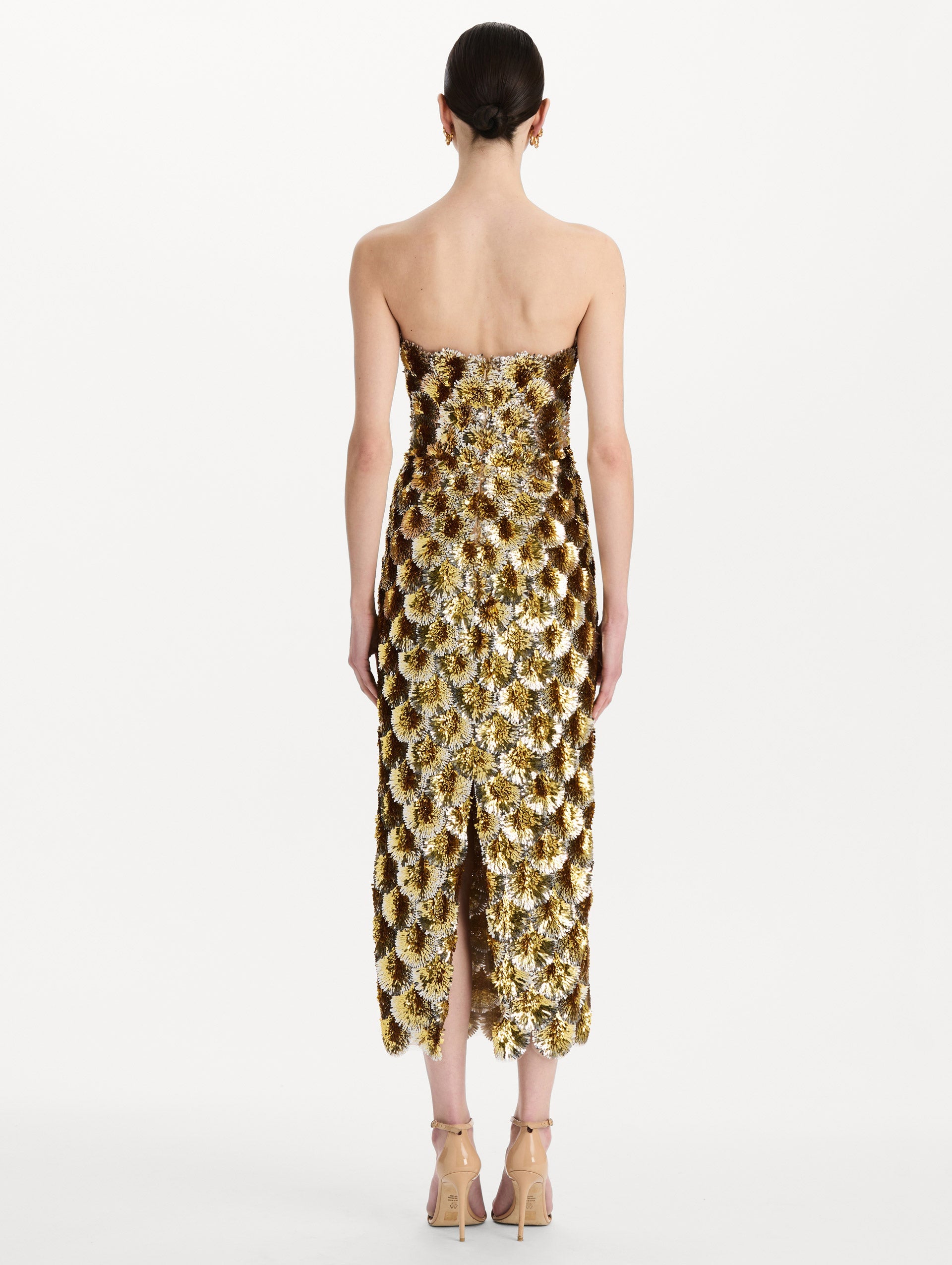 Sequin Embroidered Scalloped Cocktail Dress