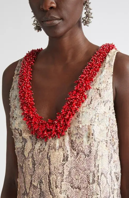 Debis Snakeskin Print Sequin Dress