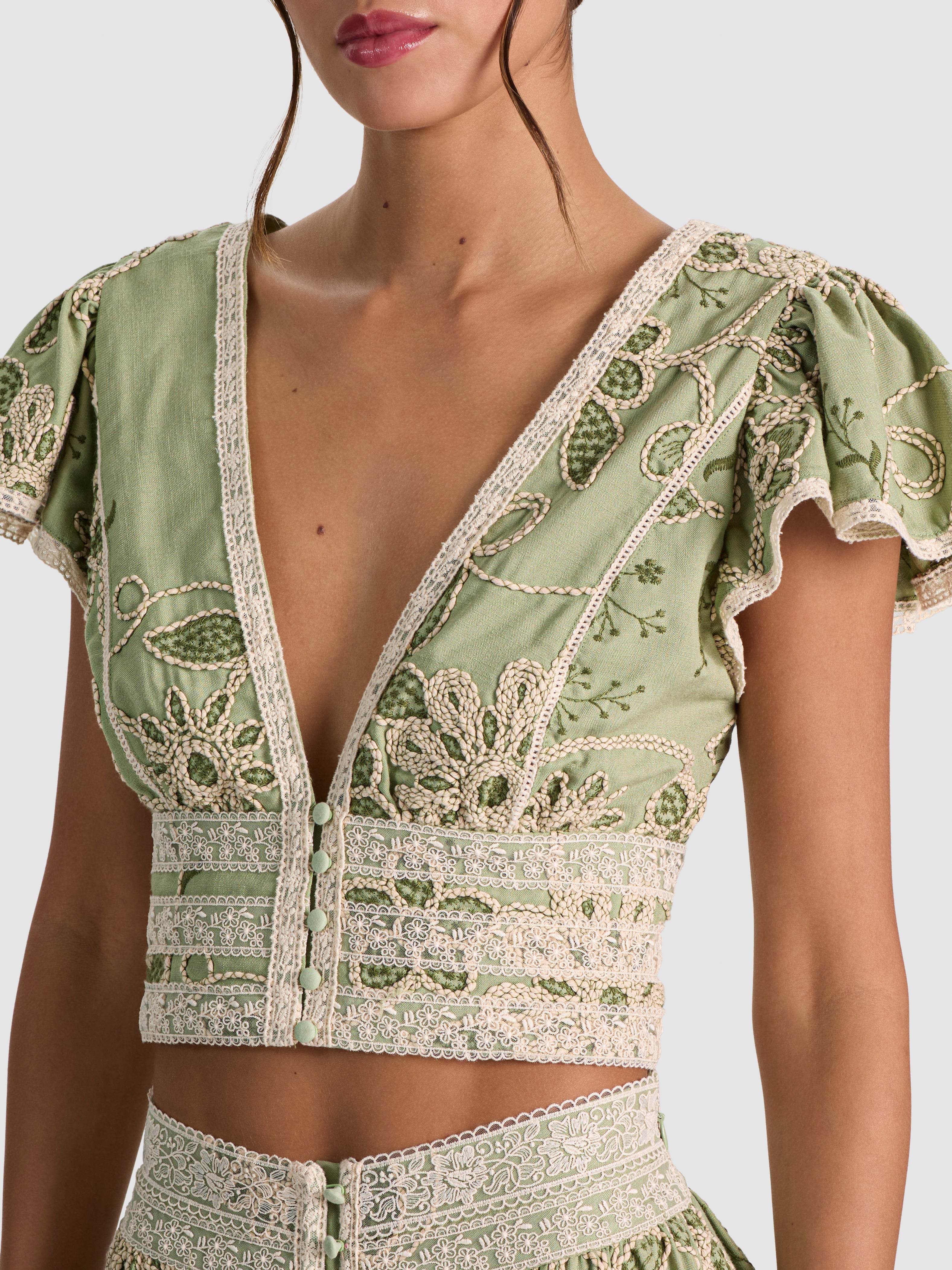 KEELEY EMBROIDERED FLUTTER TWO-PIECE SET