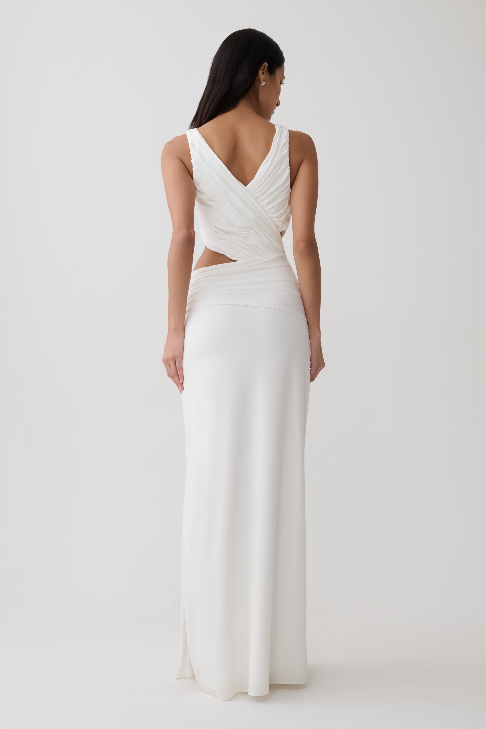 Draped Jersey Gown With Hardware