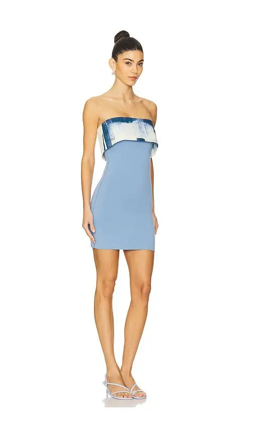 Nava Mini Dress - Blue Brushstroke