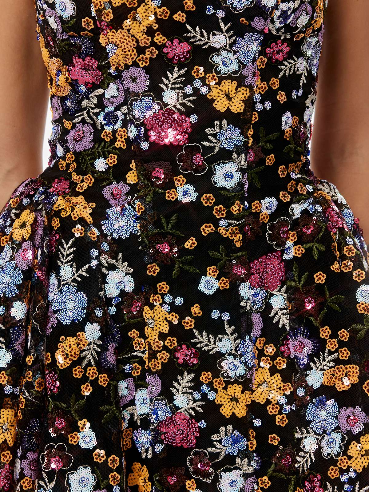 S Galenx Embroidered Flower Sequin Mini Dress