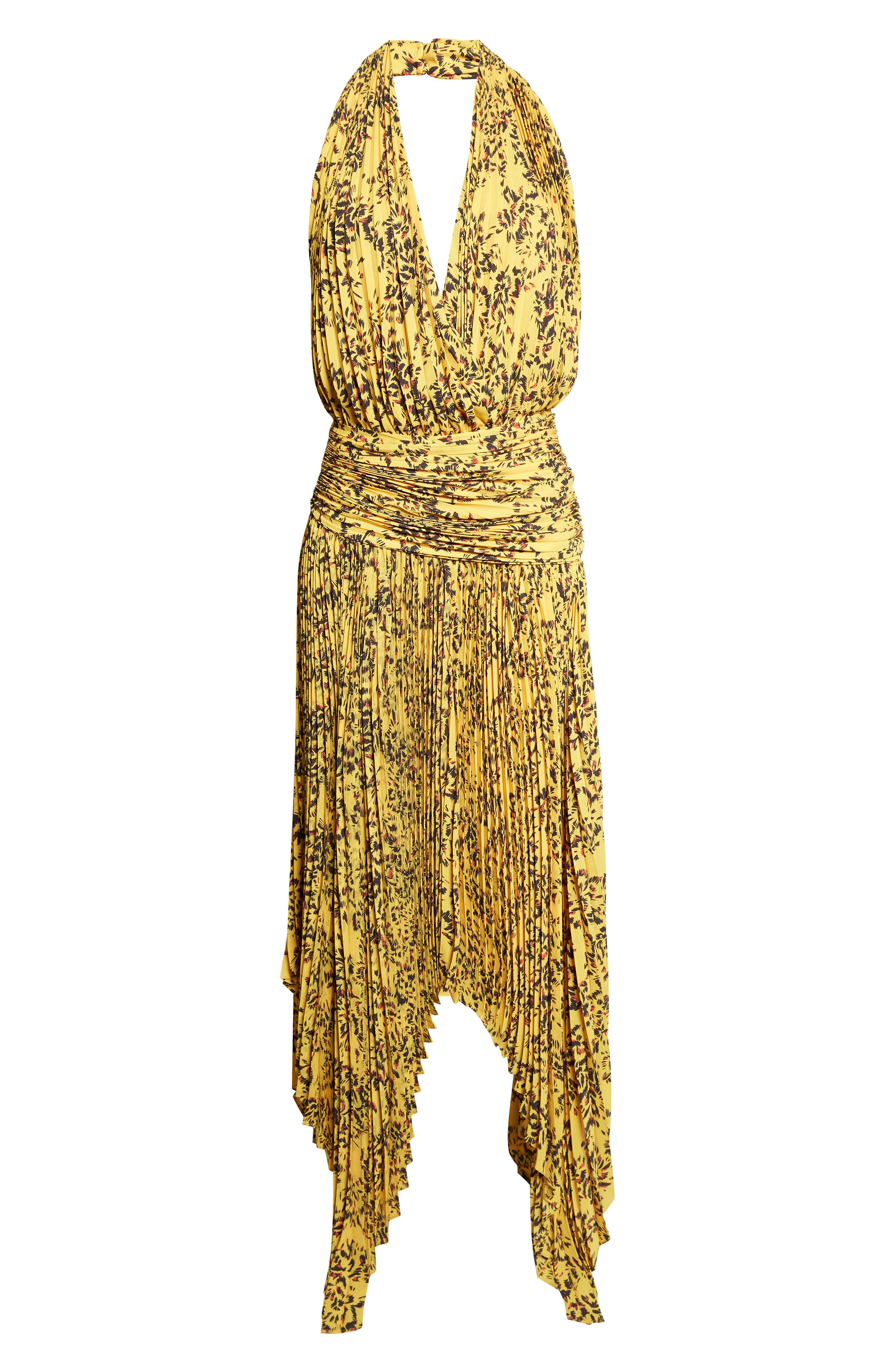 Paulina Pleated Georgette Halter Dress