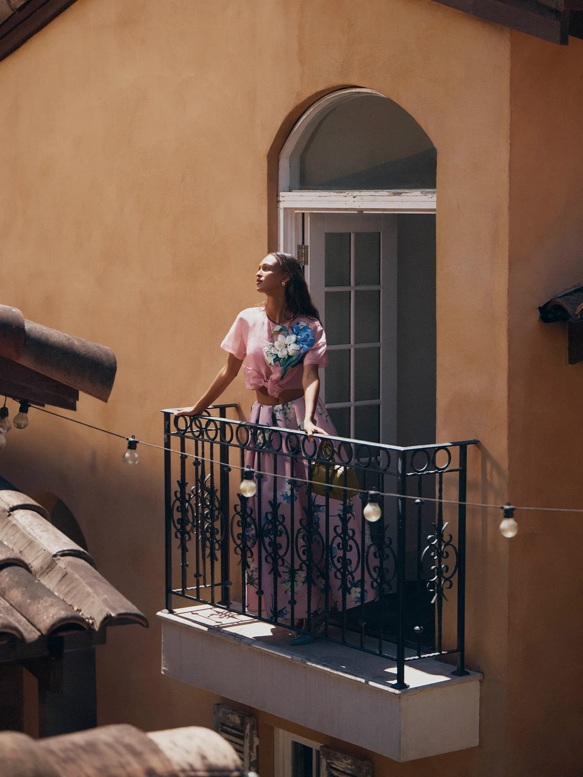 Everly Midi Dress - Bouquet Print in Pastel Pink