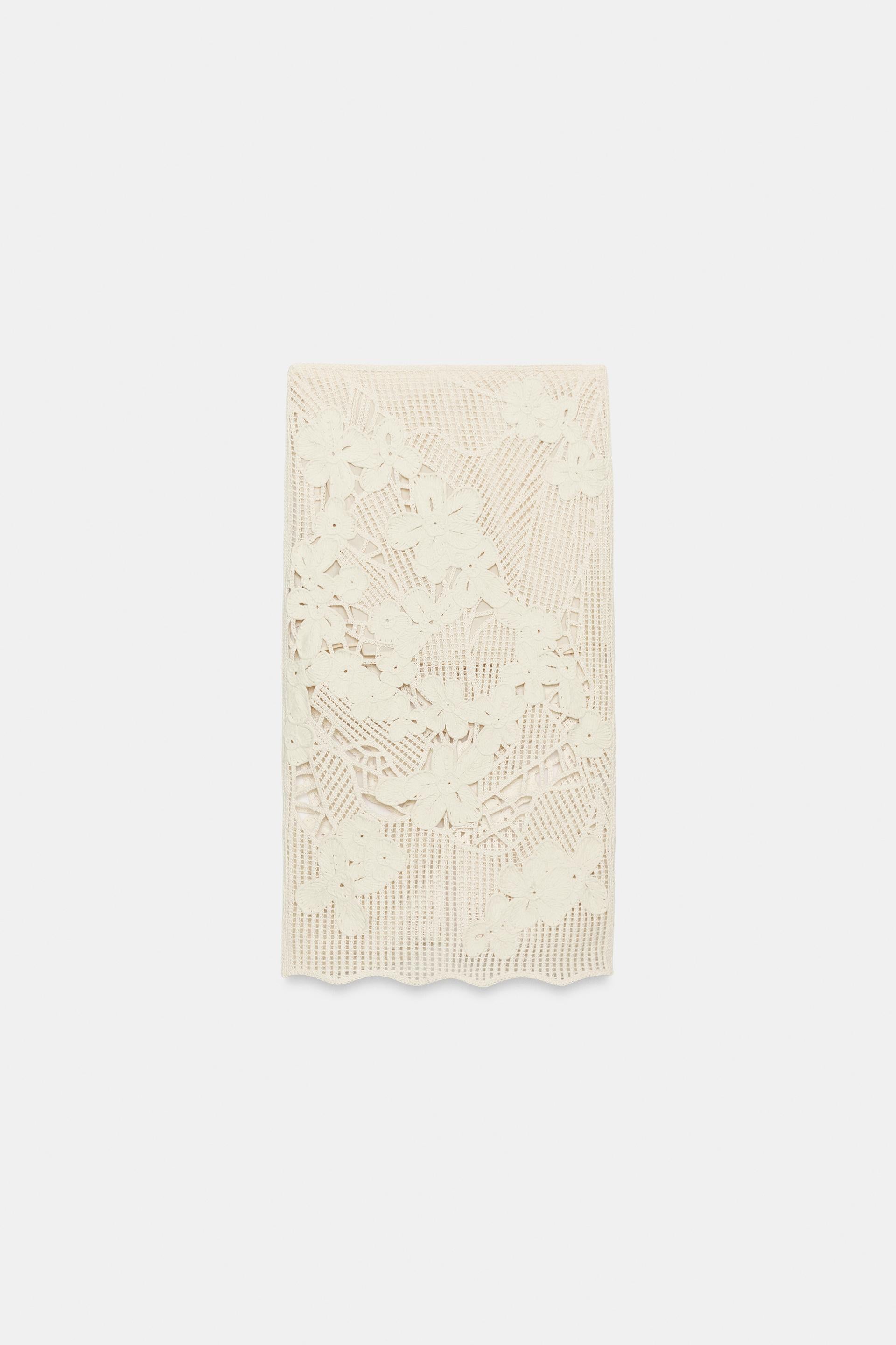 CROCHET MIDI SKIRT - Ecru
