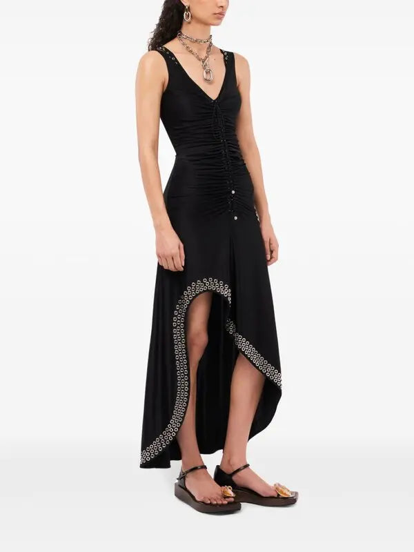 Eyelet-detail Ruched Maxi Dress