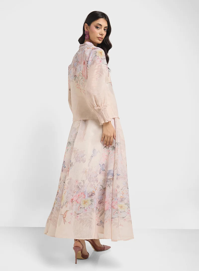 Khizana Floral Print Top & Skirt Set for Women | Best Price KSA