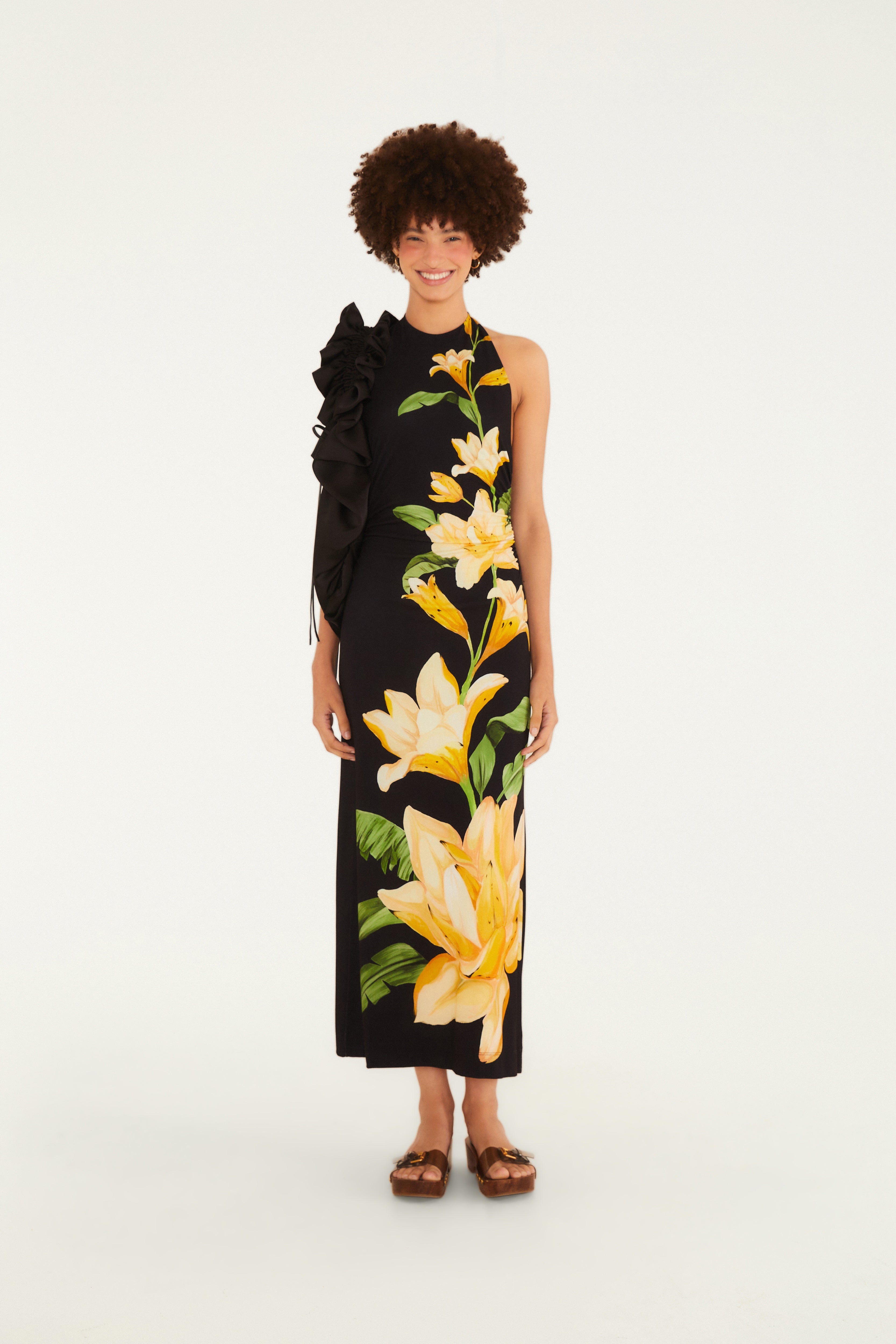 Vestido Frente Única Estampado Flor Nana