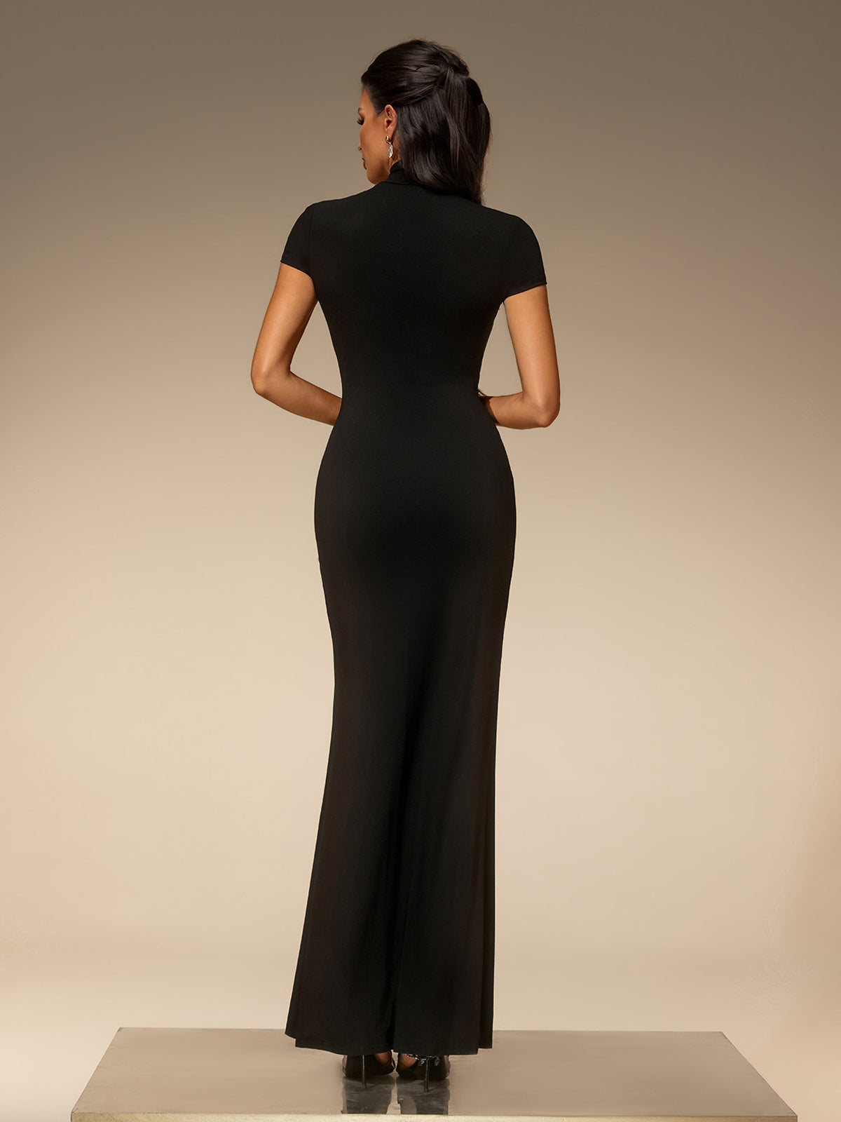 S Vazvia Short Sleeve Split Maxi Dress