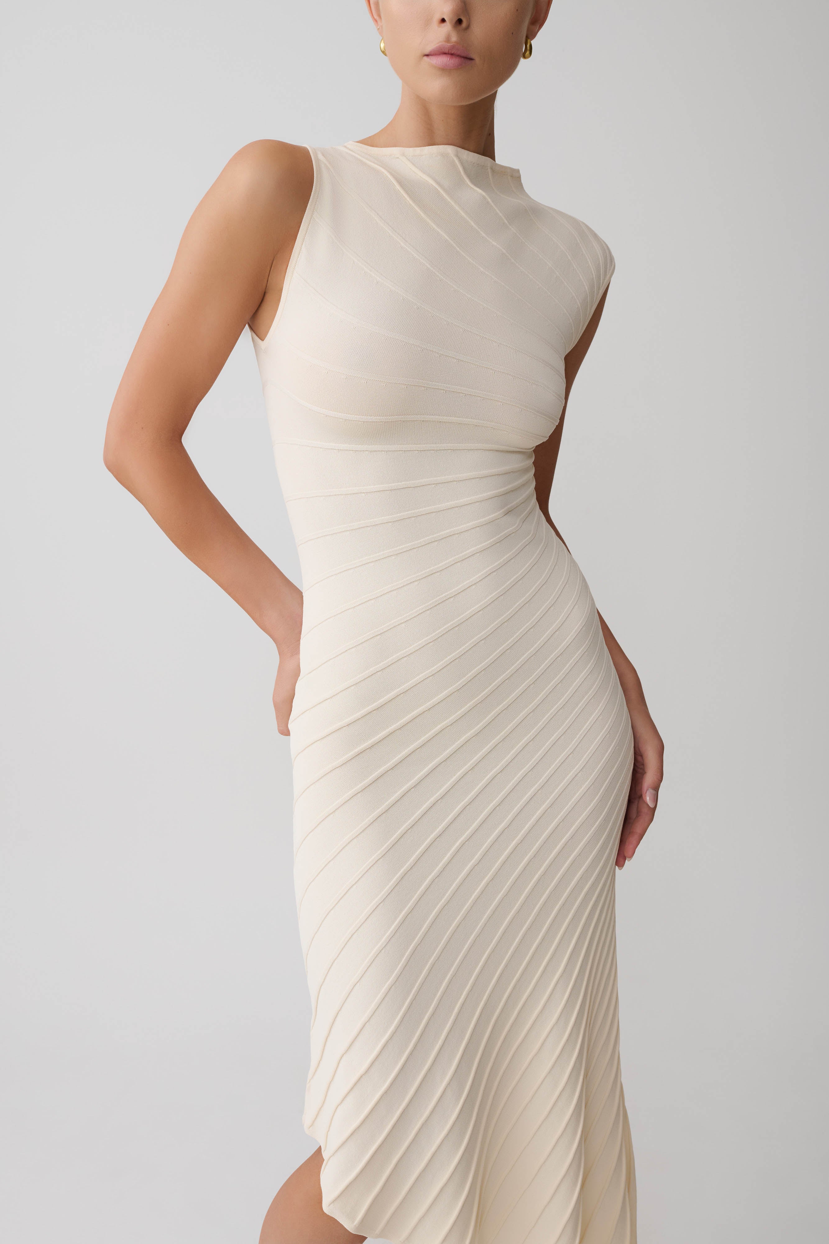 Milasandra Pleated Knit Dress