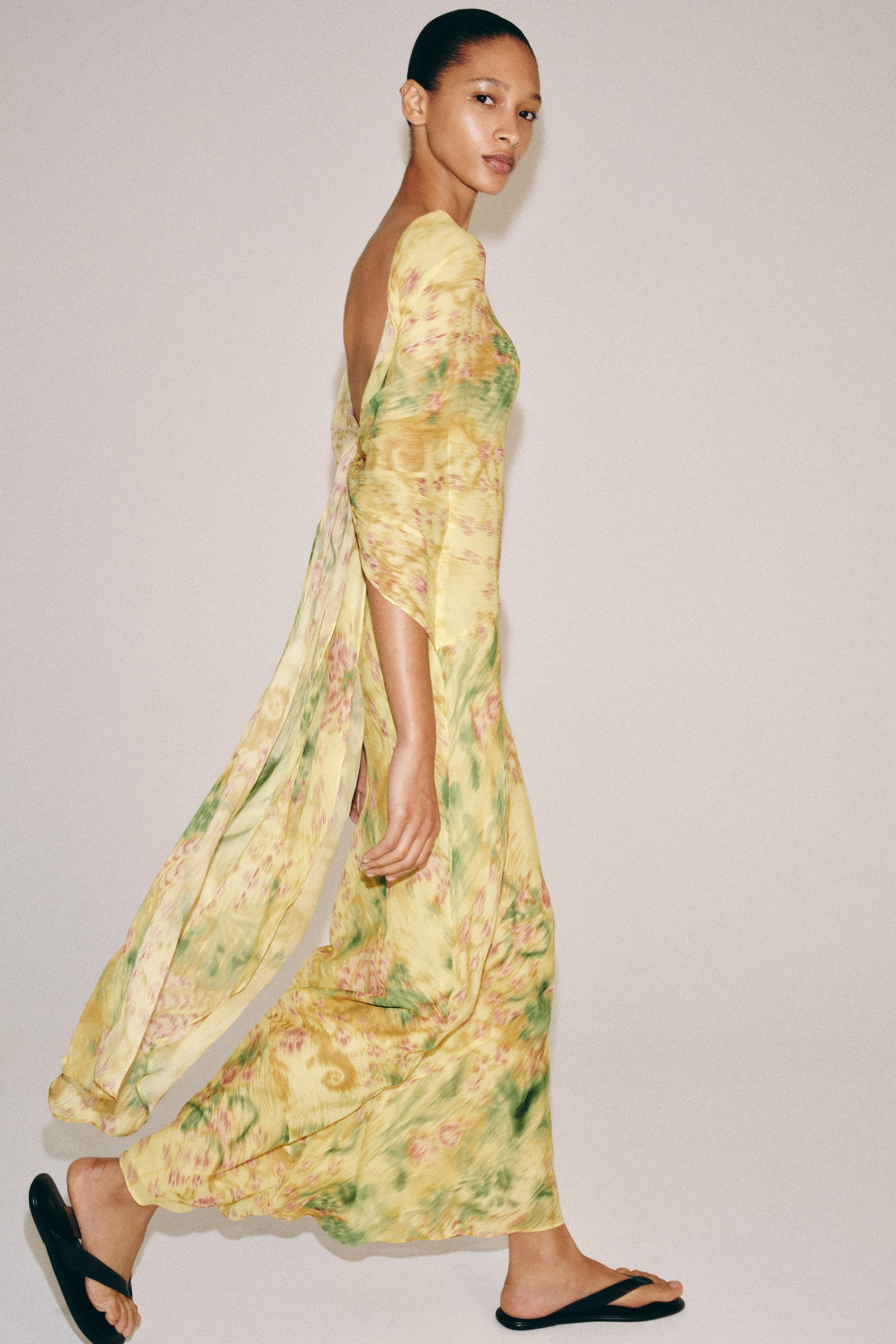 PRINTED BOW DRESS - Multicolored