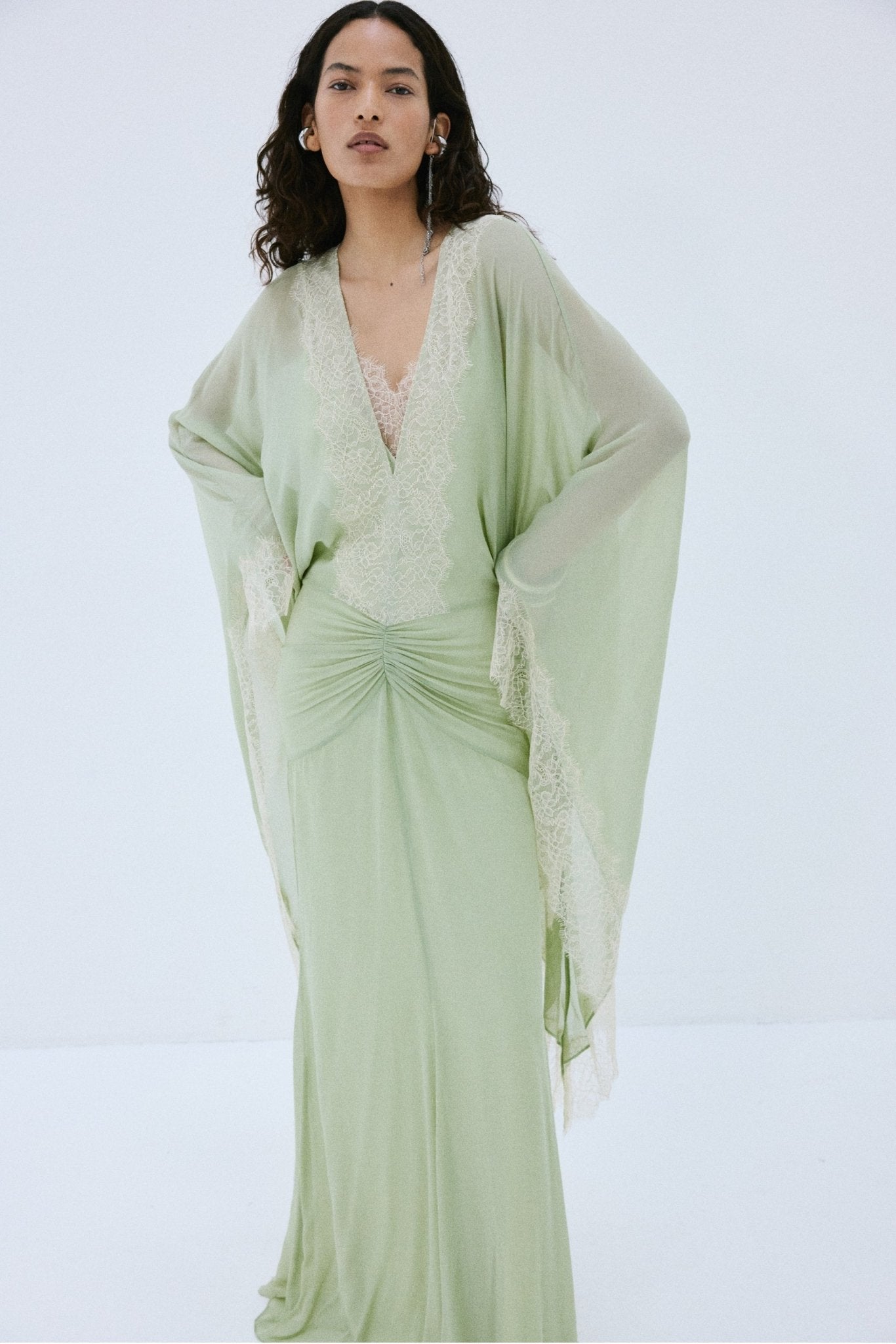 EVITA MAXI DRESS IN MINT GREEN VISCOSE GEORGETTE
