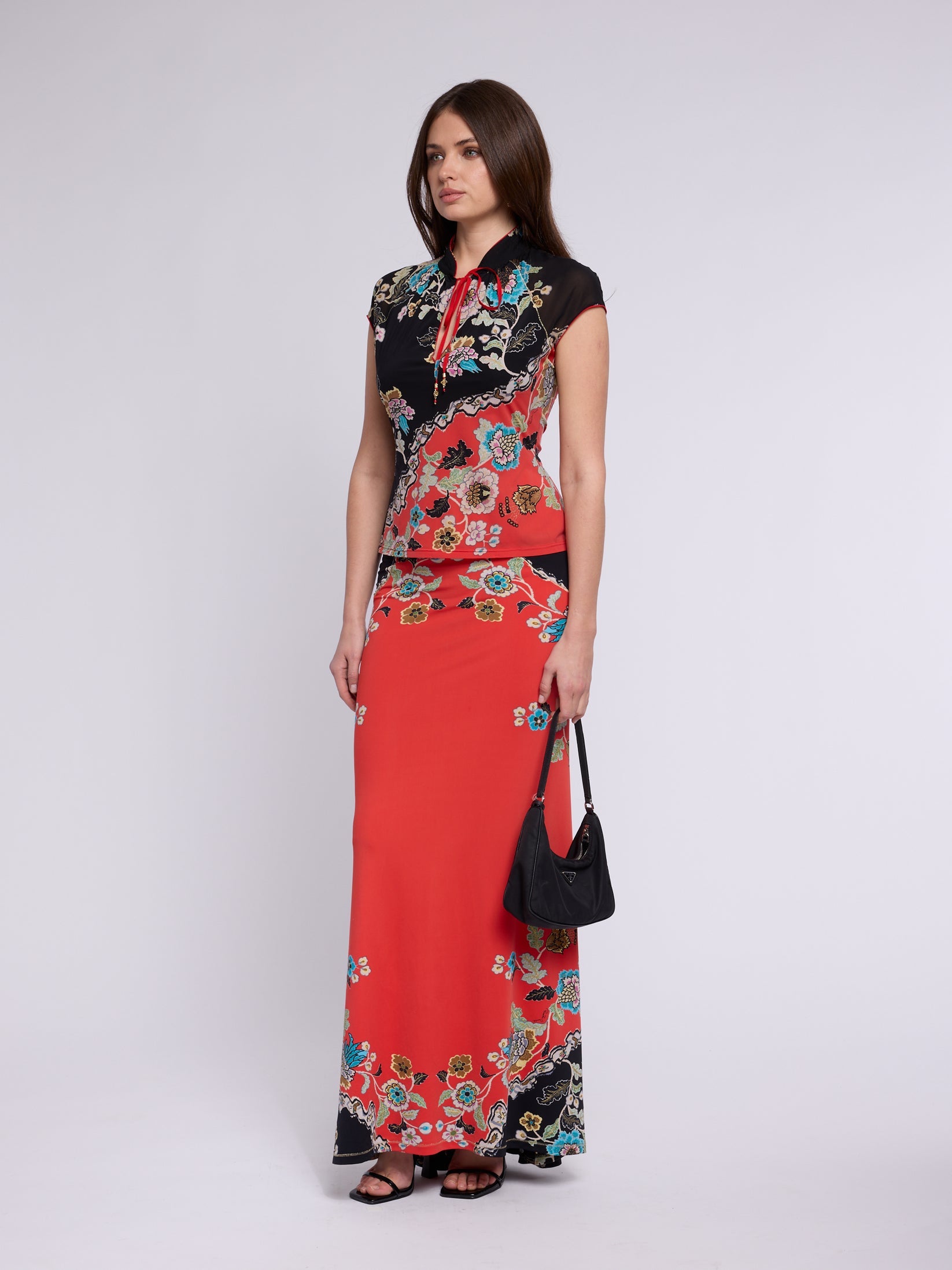 Roberto Cavalli SS 2003 Chinoiserie Cheongsam Set - Red / 4