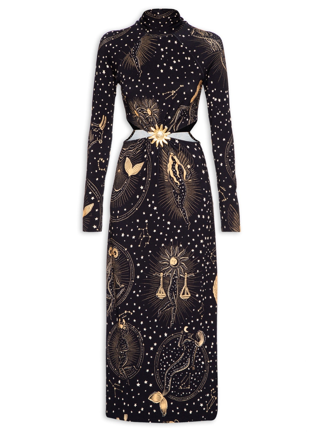 Vestido Midi Mapa Astral - Preto