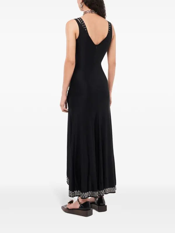 Eyelet-detail Ruched Maxi Dress
