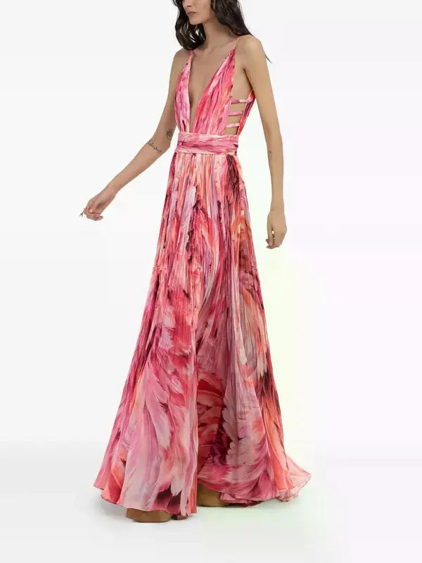 Printed Maxi Dress - Pink