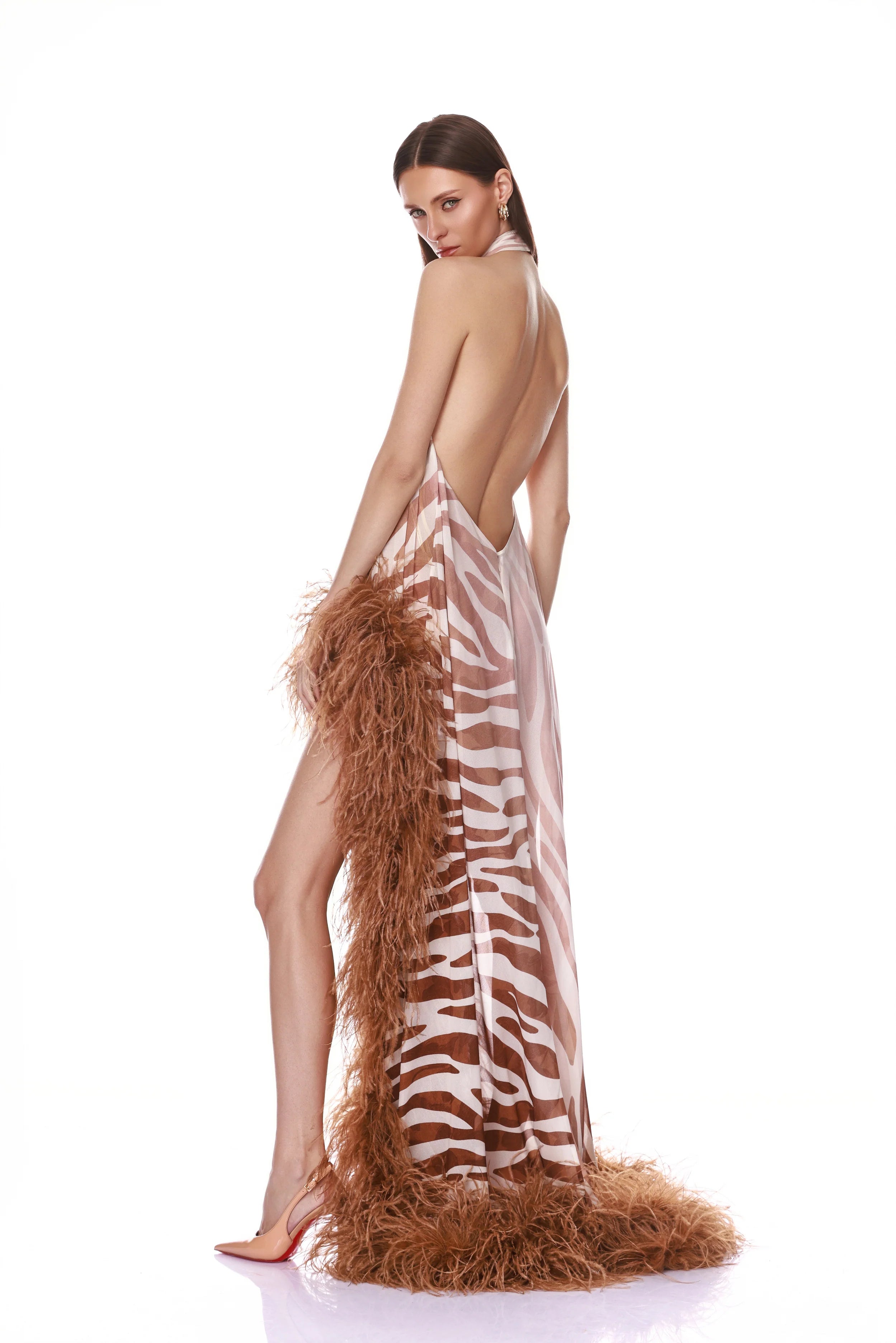 Madeline Zebra Halterneck Gown