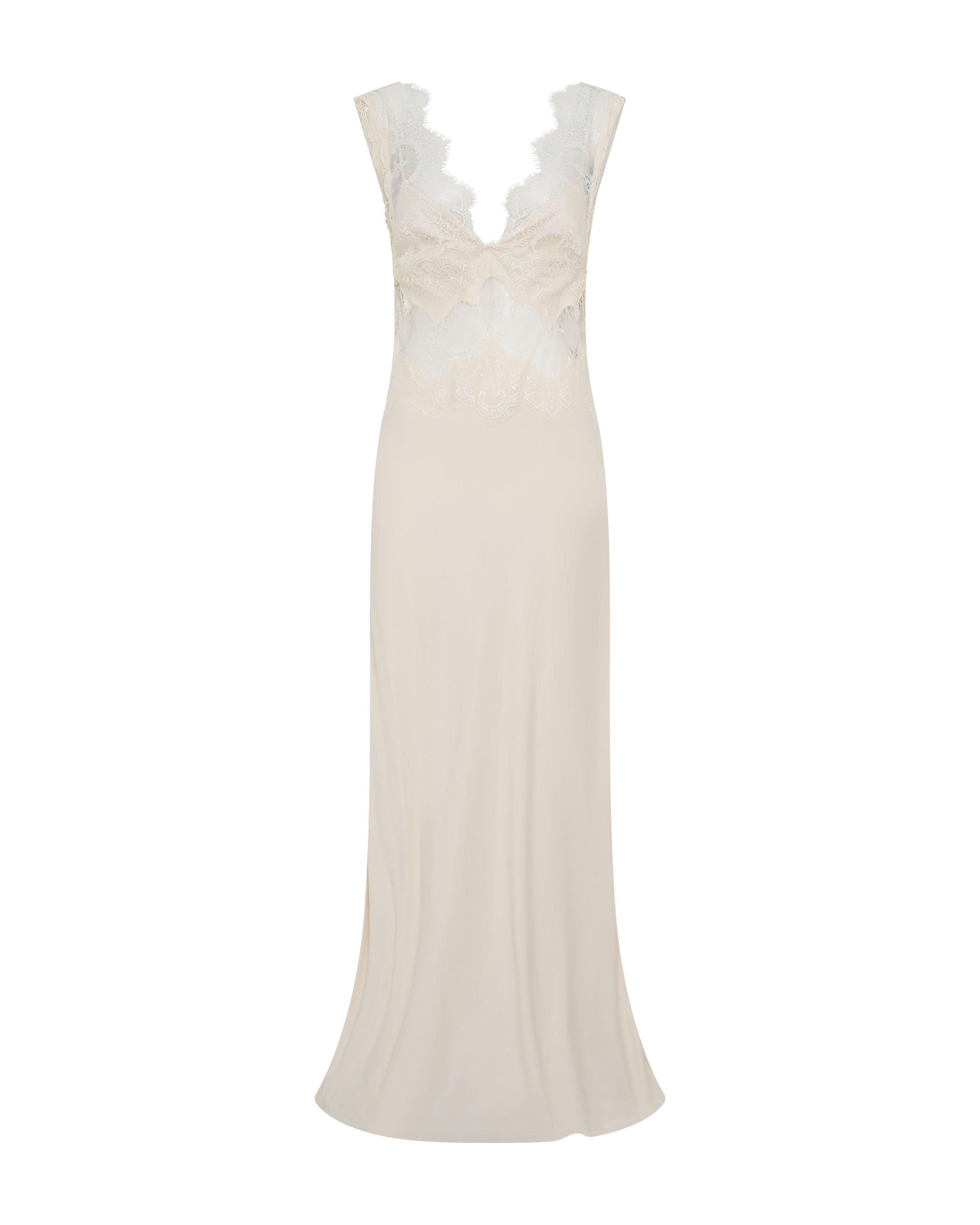 VISIONS LACE FLOOR LENGTH DRESS | BUTTERCREAM