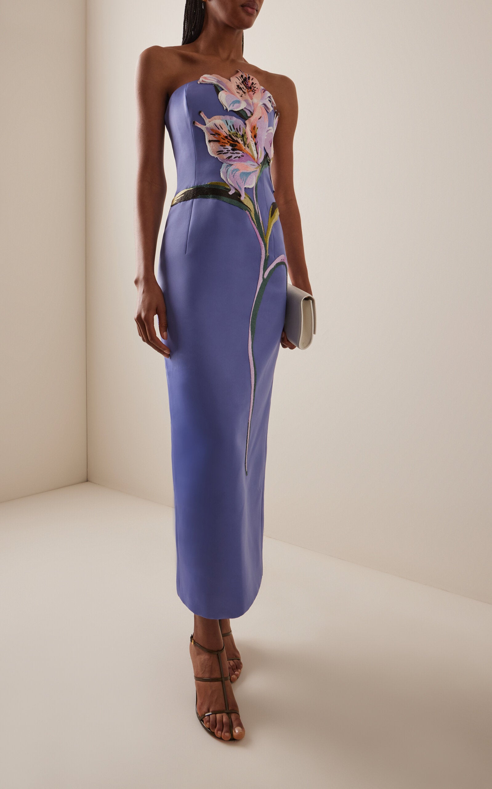 Exclusive Rayna Floral-Appliquéd Crepe Maxi Dress