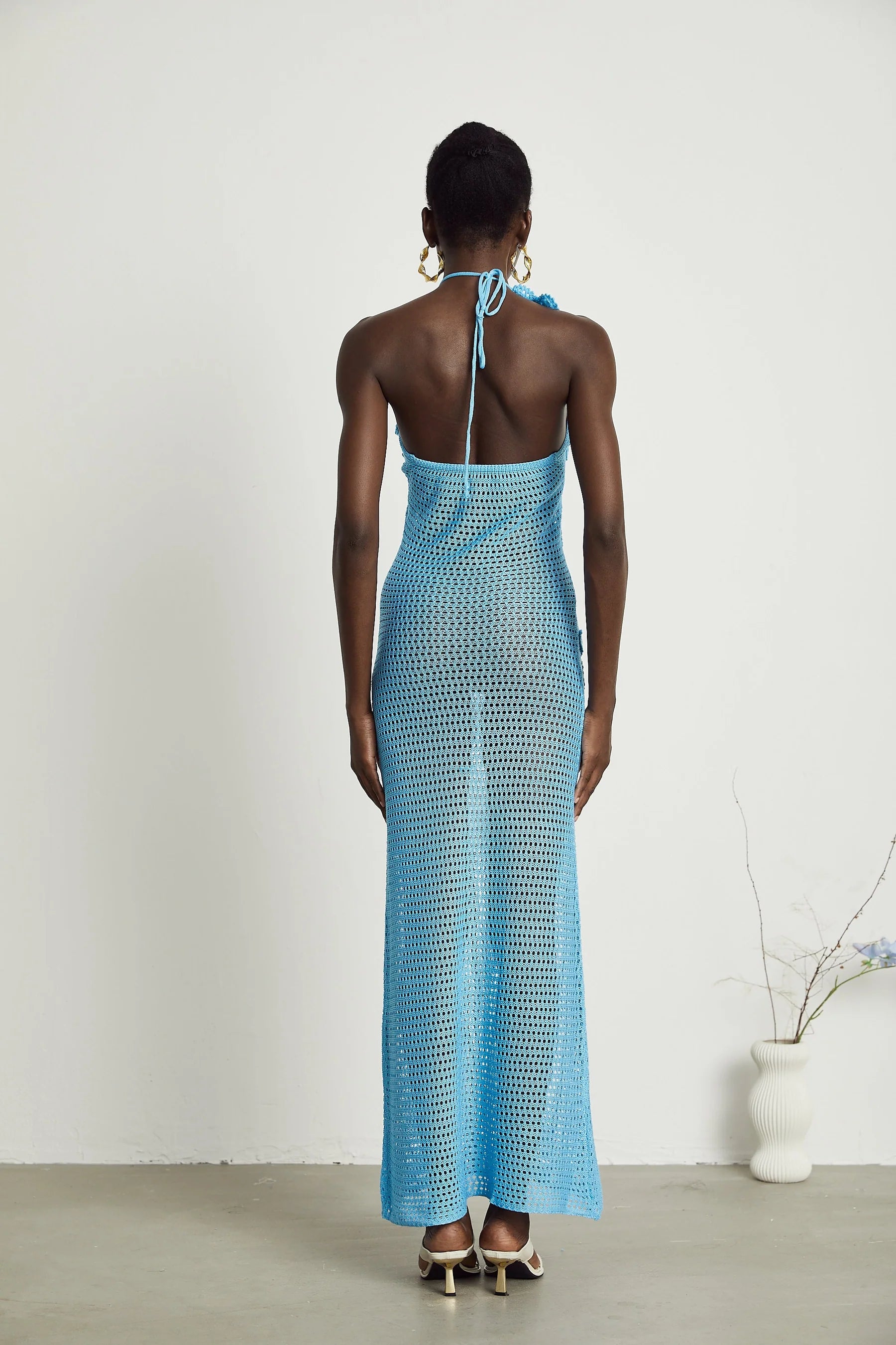 Diane crochet faux-flower embellished maxi dress
