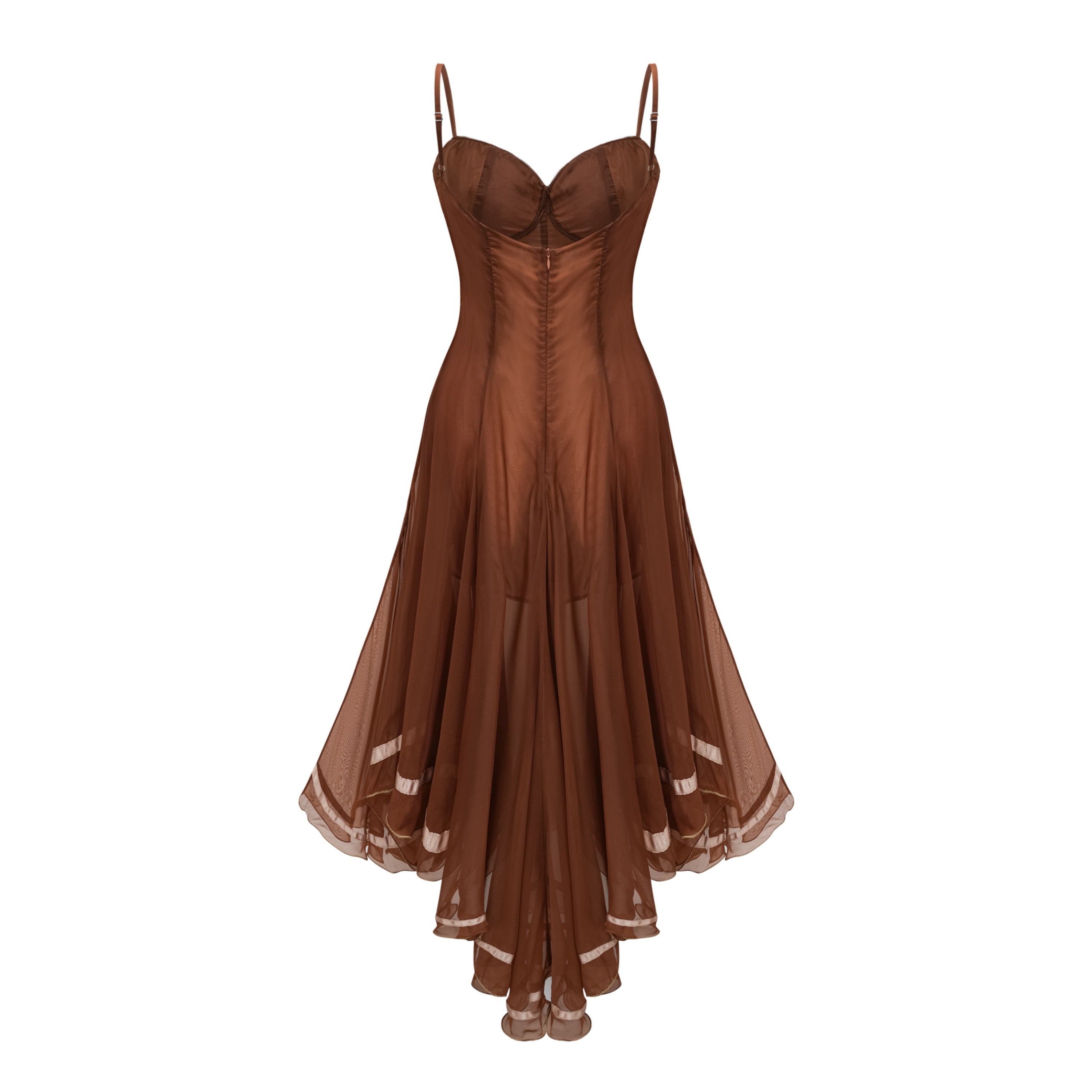Nuria Rust Brown Asymmetrical Midi Dress