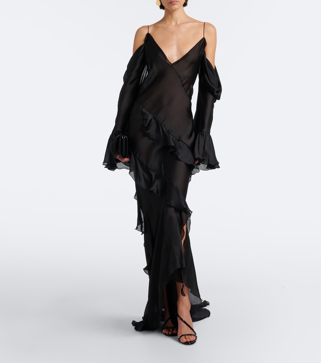 Ruffled silk gown