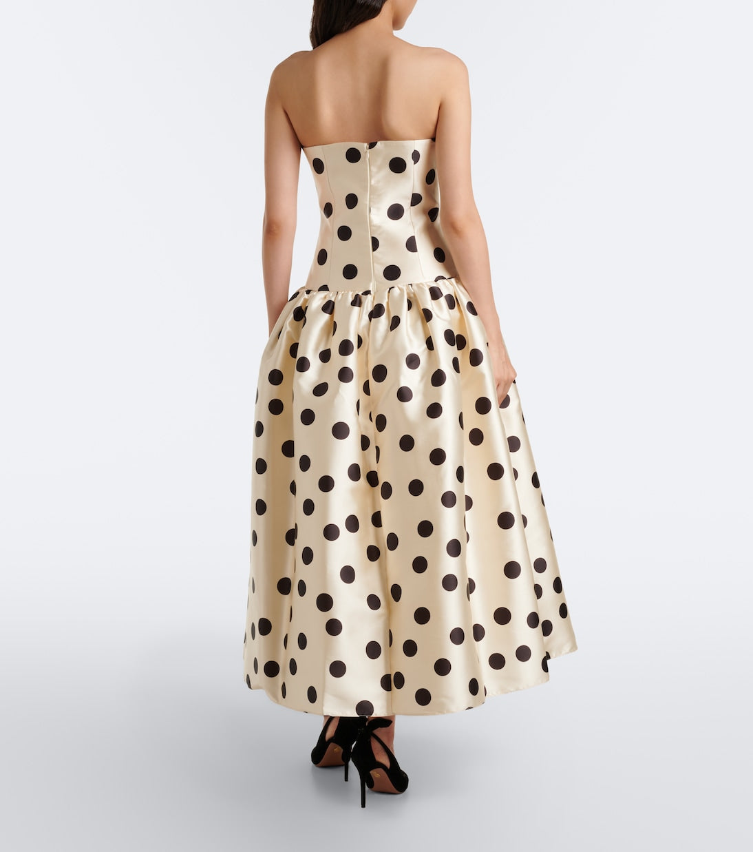 Leyla polka-dot satin bustier gown