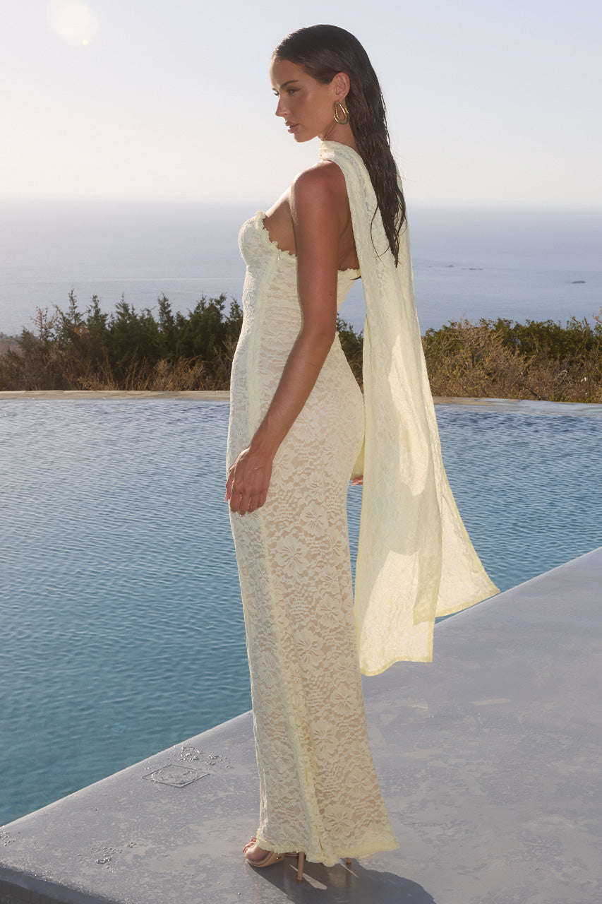 AMANA STRAPLESS SCARF MAXI DRESS