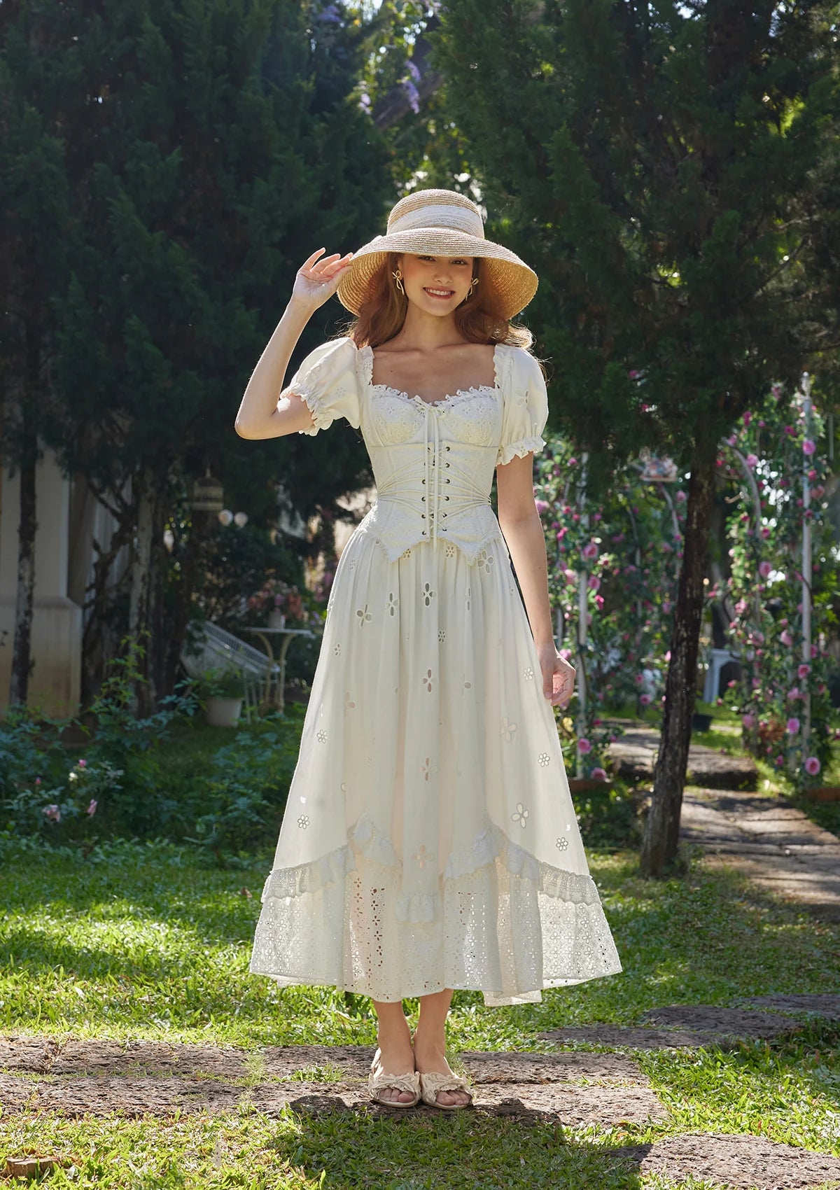 White Cottagecore Dress