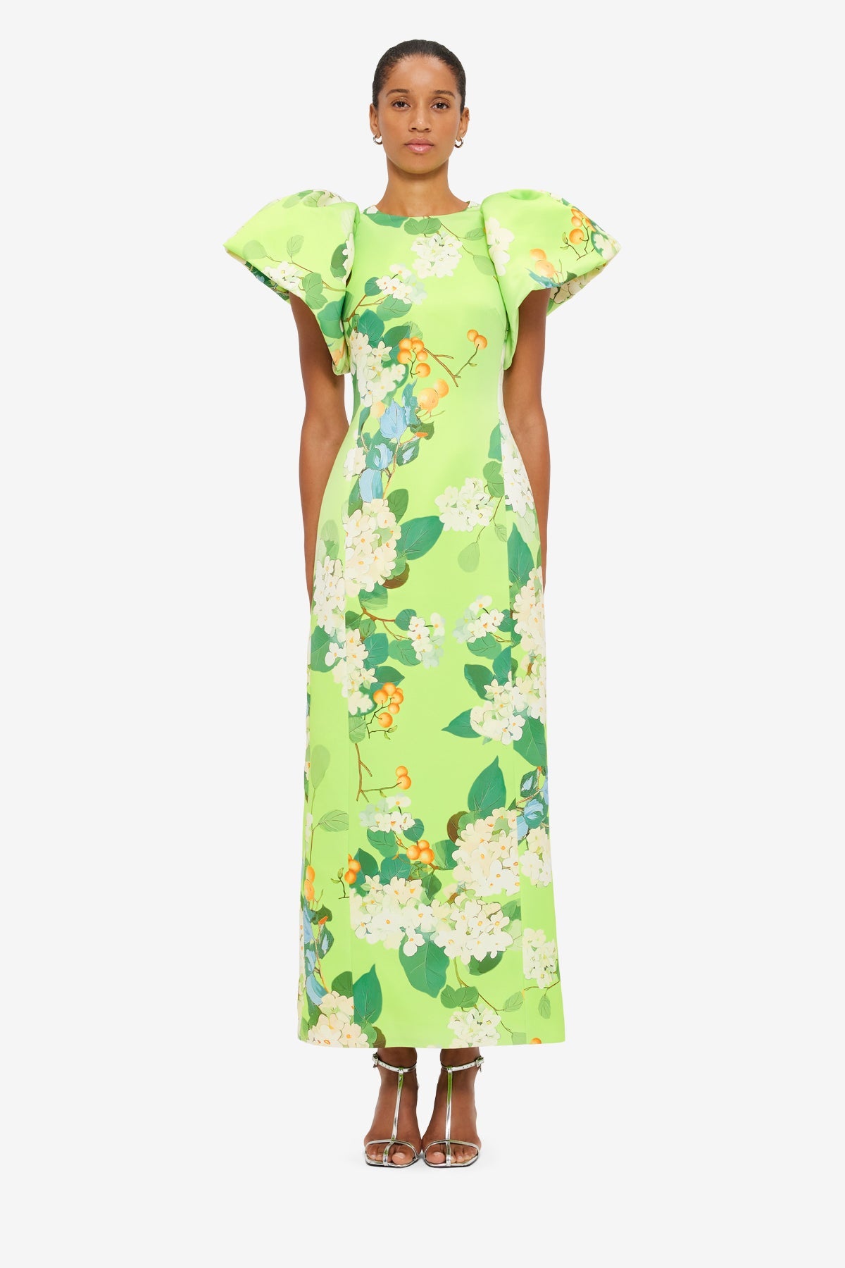 Lucinda Printed Maxi Dress - Hydrangea in Lime
