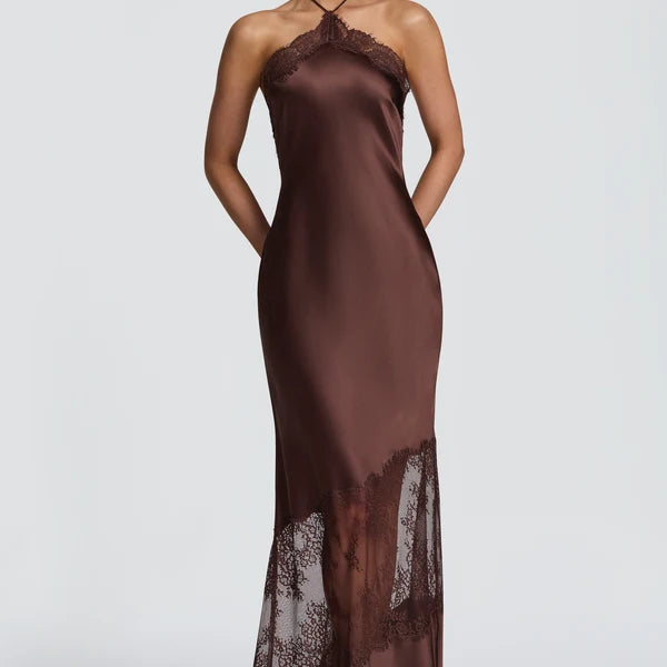 Agnetha Maxi Dress - Plum Brown