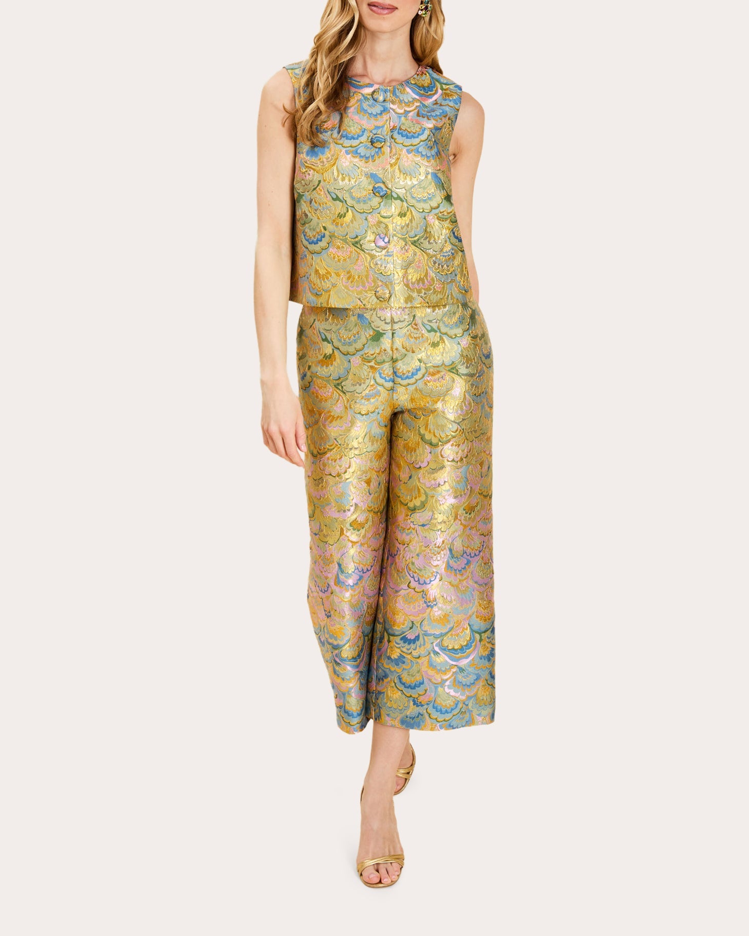 Sadie Metallic Jacquard Button