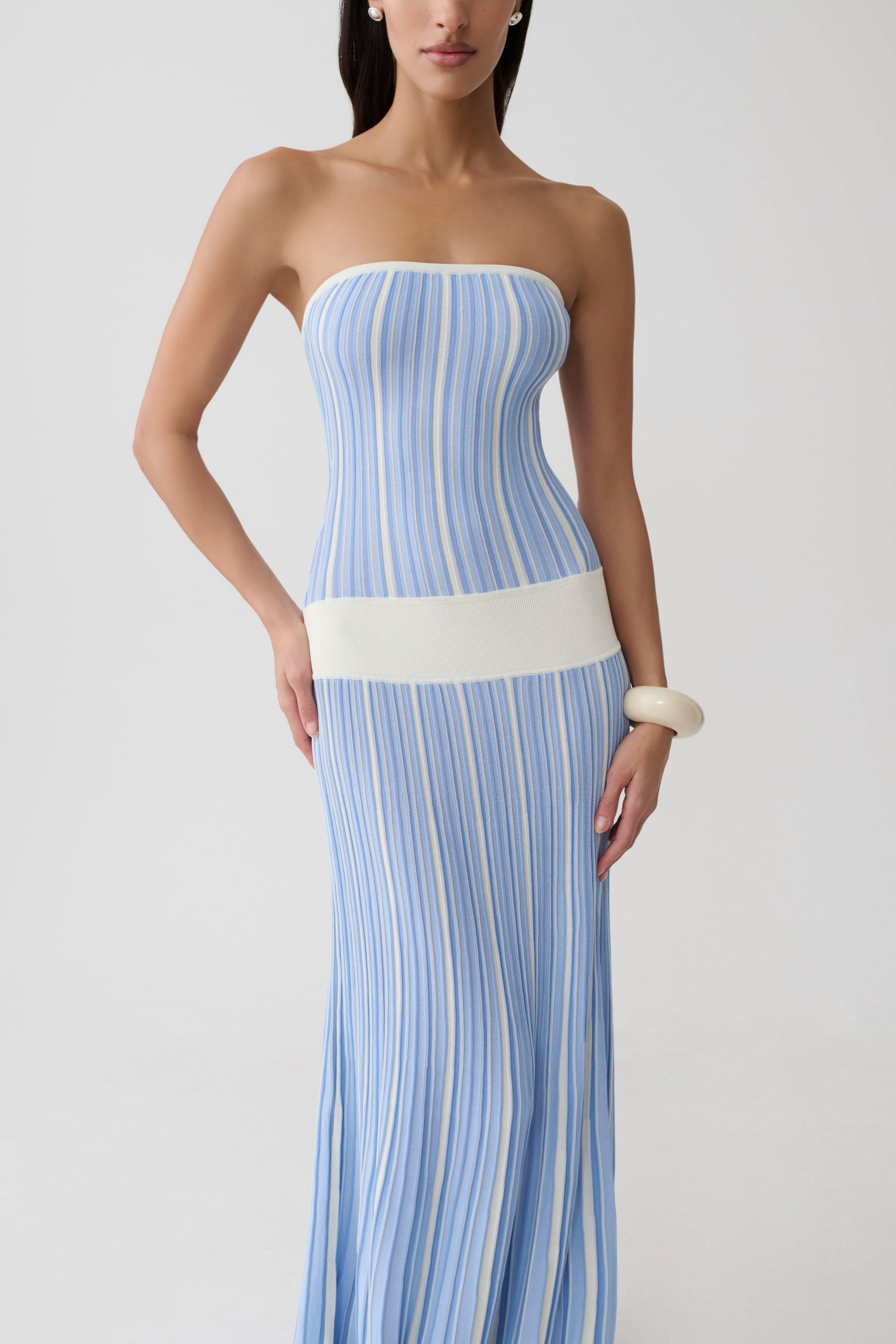 Stripe Maxi Knit Dress - Blue