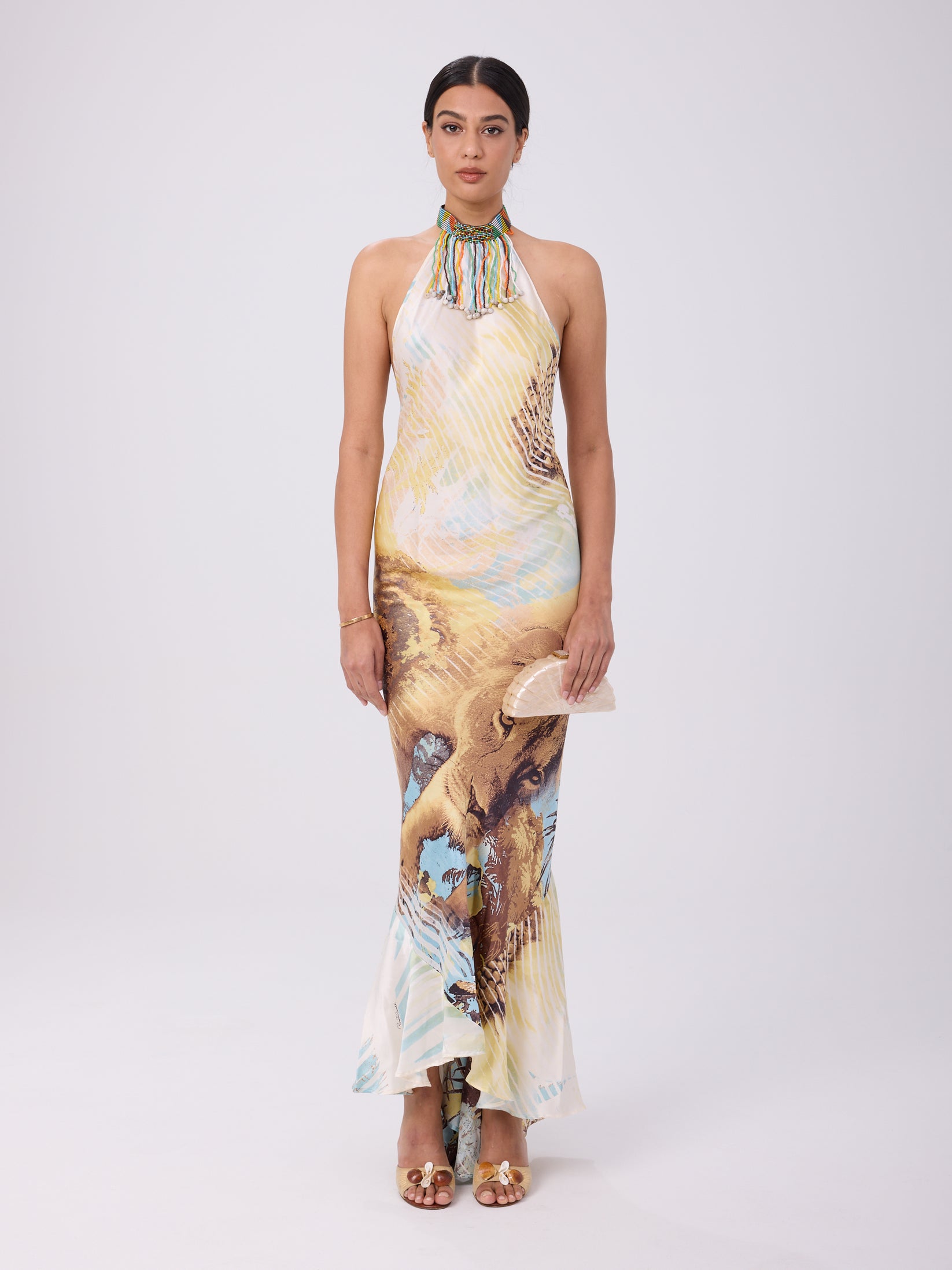 Roberto Cavalli SS 2002 Lion Beaded Dress - Animal Print