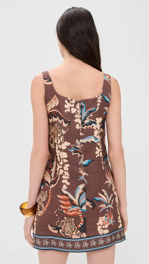 Floral And Tiger Print Mini Dress