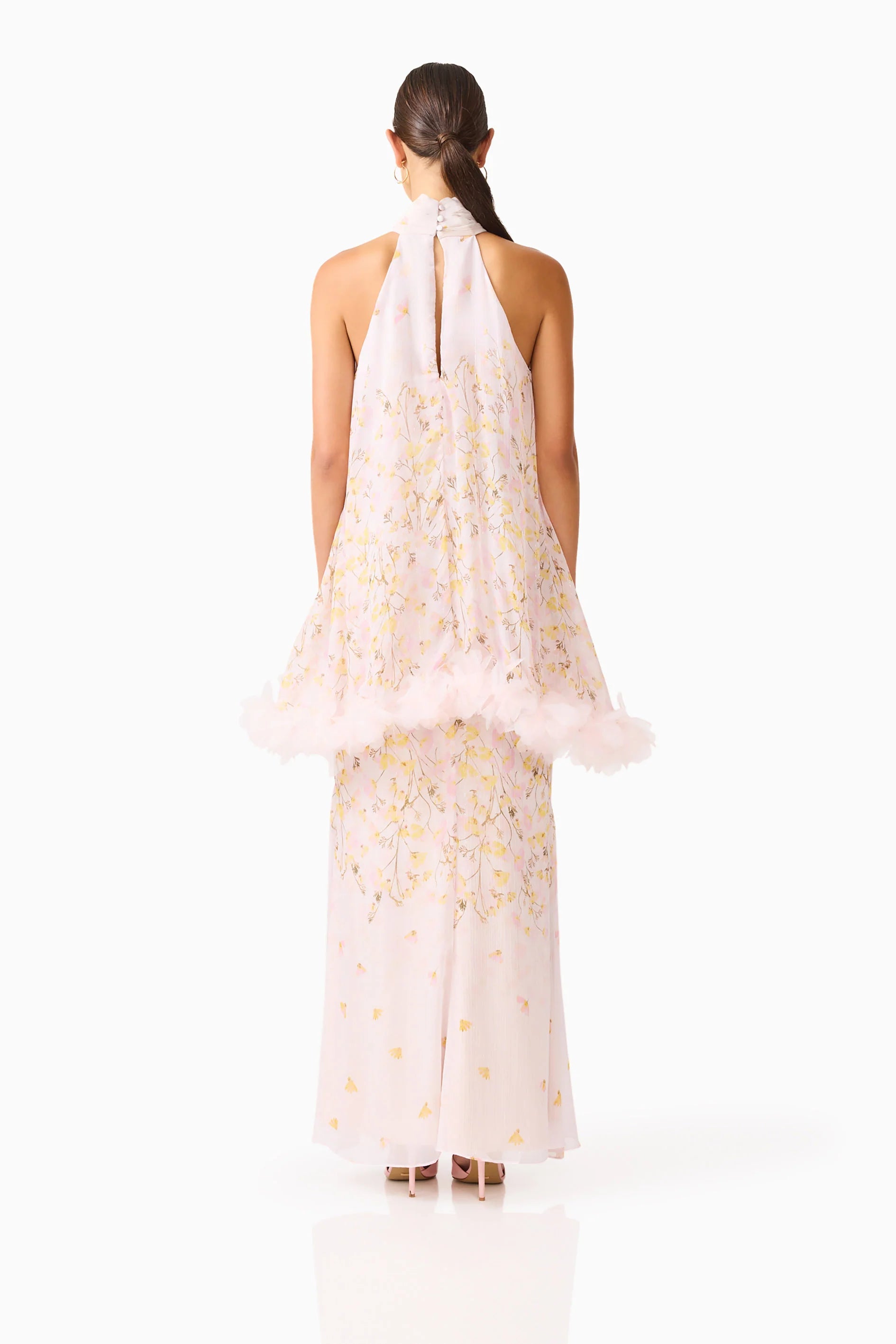 Tulsia Floral Cape Maxi Dress in Pink