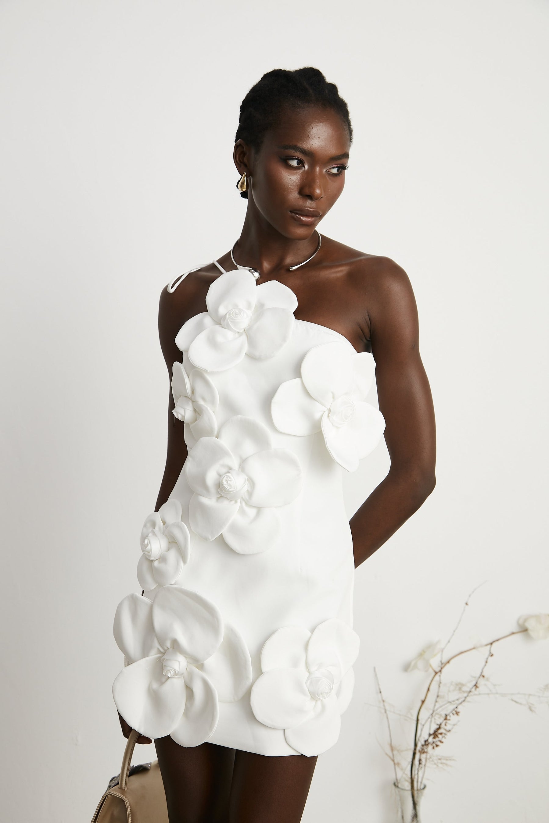 Liane floral off-shoulder mini dress in White - XS / White