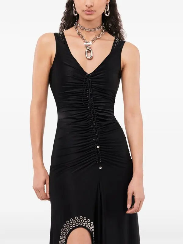 Eyelet-detail Ruched Maxi Dress