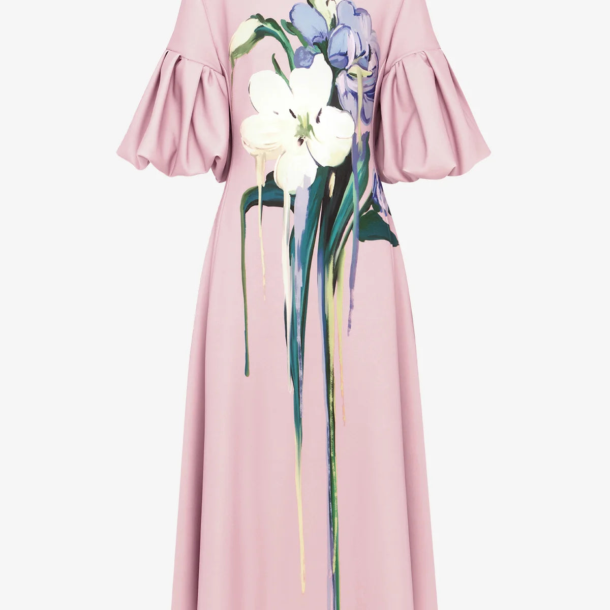Everly Midi Dress - Bouquet Print in Pastel Pink