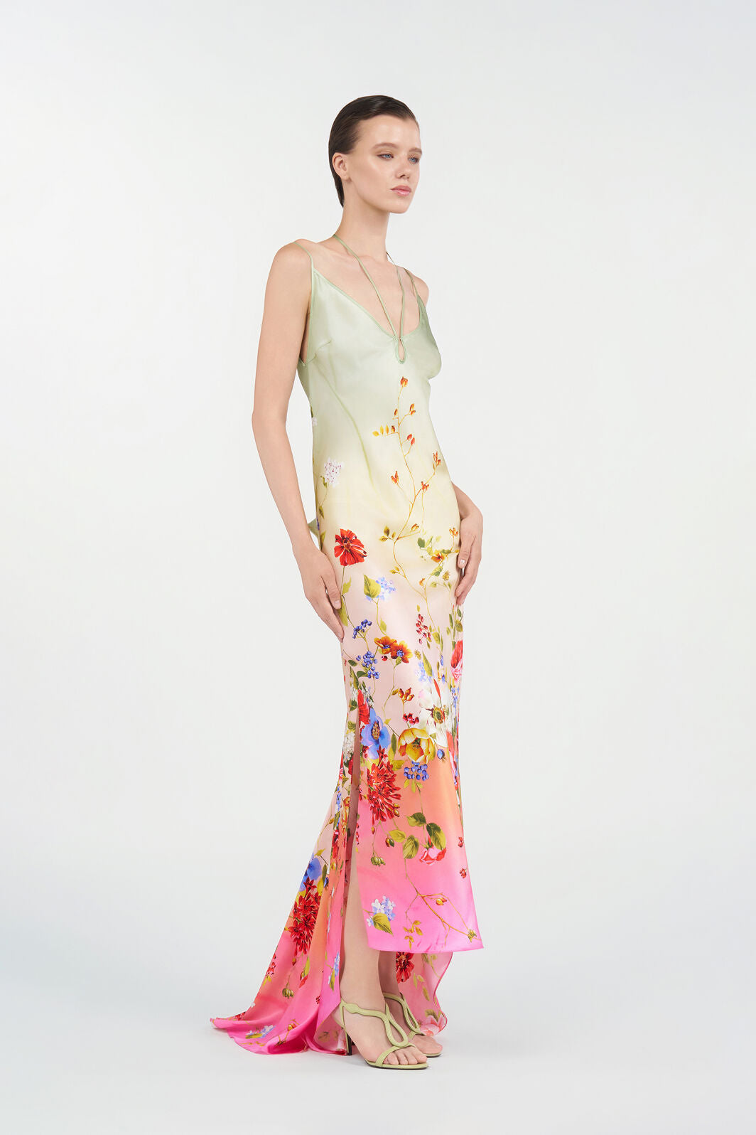 Maxi Dress with Miami Flowers Print