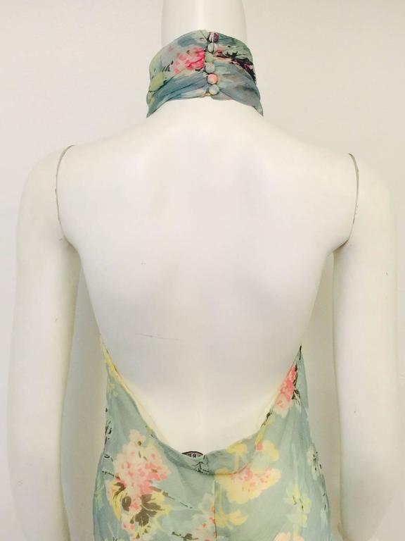 Ralph Lauren Collection Floral Print Silk Bias Cut Halter Dress With Ruffles