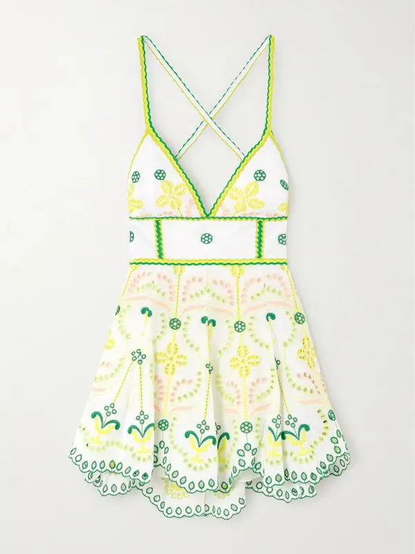 Cluzet Broderie Anglaise Cotton-blend Mini Dress
