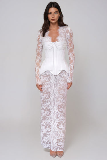 Jamaal Lace Satin Maxi Dress