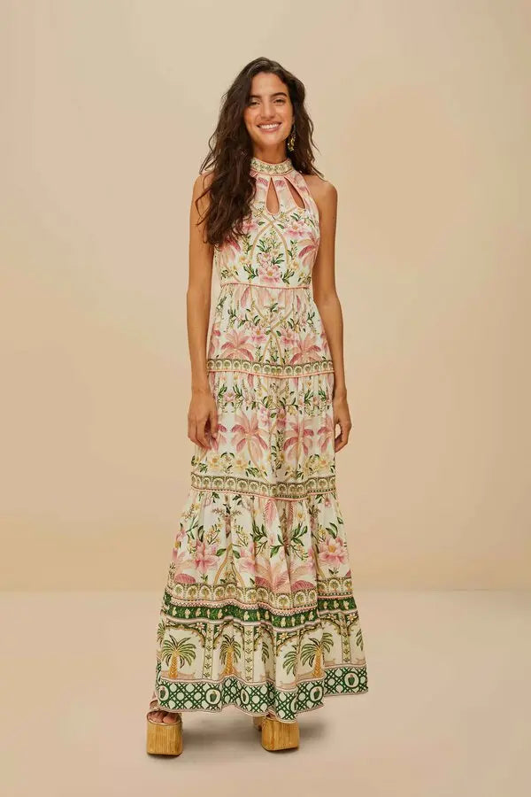 Palm Dream Lenzing Ecovero Euroflax Maxi Dress - Palm Dream Off-white